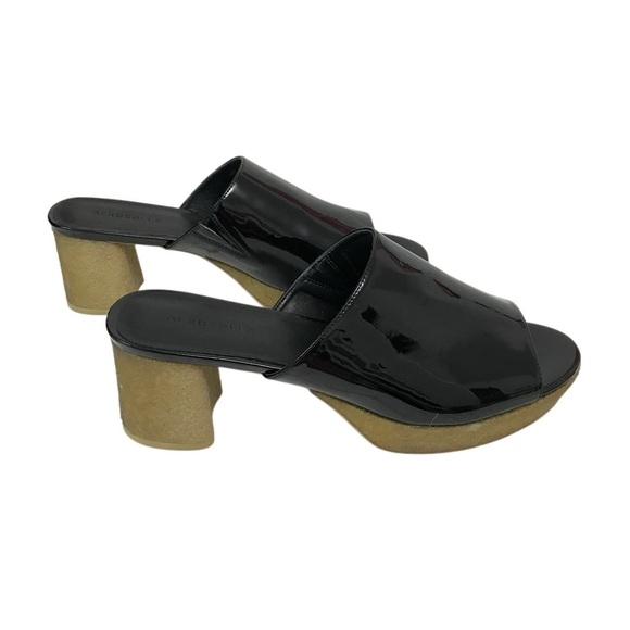 AEROSOLES Black Faux Patent Leather Siz 13 Canie Heeled Open Toe - Picture 3 of 6